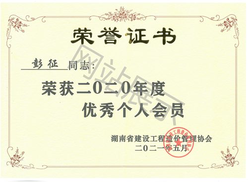 彭征2020年度优秀个人会员